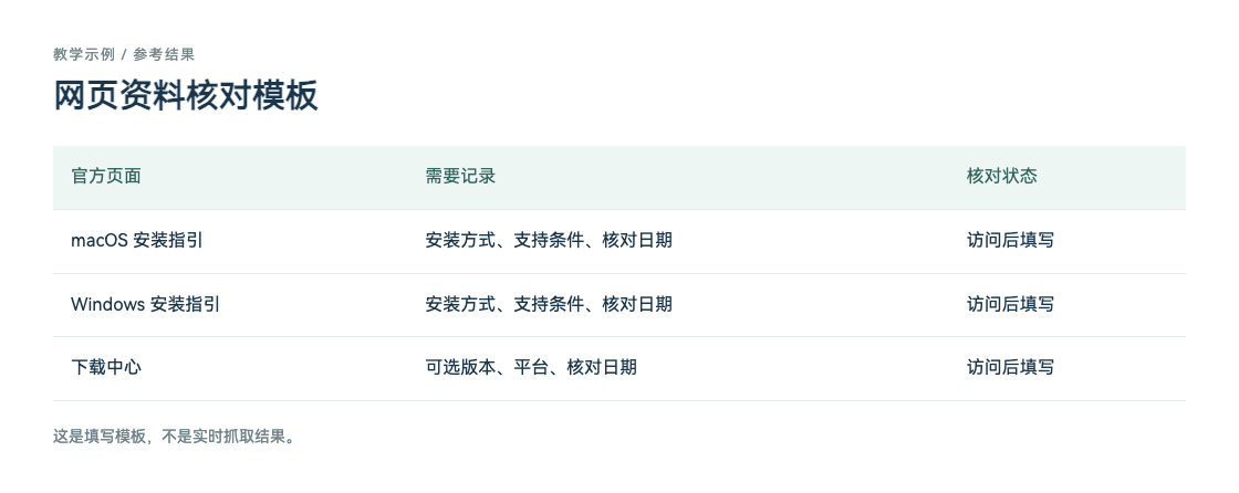 网页资料核对模板